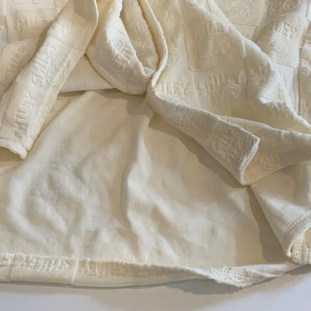 H&M Smiley Shirt Women M Medium Baby Yellow Button Up Relaxed Fit Terry Embossed